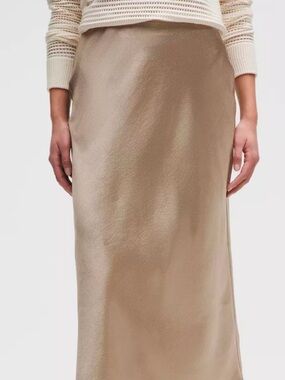 lululemon athletica Tan Satin Maxi Skirt and top